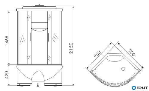 Душевая кабина ERLIT Comfort ER1509T-C3 90*90*215